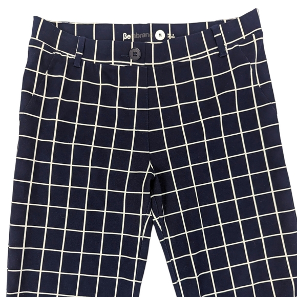 Betabrand Windowpane Stretch Dress Pants Career Womens Medium Navy Blue Pull On - Picture 4 of 11